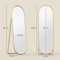 HOMCOM Two-Way Curved Full Length Mirror - Gold Tone - 3