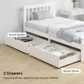 HOMCOM Wooden Single Bed Frame, with Drawers - White - 6