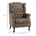 HOMCOM Wingback Accent Chair Tufted Chesterfield-style Armchair with Nail Head Trim for Living Room Bedroom Brown - 3