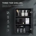 kleankin Bathroom Cabinet with Mirror, Wall Mounted Bathroom Mirror Cabinet with Storage Shelves, 40 x 12 x 60 cm, Black - 4