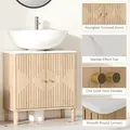 HOMCOM Under Sink Bathroom Cabinet for Basin without or with Pedestal - Oak - 6