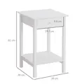 HOMCOM White Bedside Table, Wooden Side Table, Nightstand, Bedside Cabinet with Drawer and Storage Shelf for Bedroom and Living Room, Set of 2 - 3