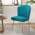 HOMCOM Velvet-Feel Shell Accent Chair - Blue - 2