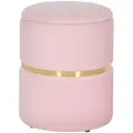 HOMCOM Velvet-Feel Storage Ottoman - Pink - 1
