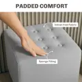 HOMCOM Velvet-Feel Square Ottoman - Light Grey - 5