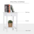 HOMCOM White Bedside Table, Wooden Side Table, Nightstand, Bedside Cabinet with Drawer and Storage Shelf for Bedroom and Living Room - 4