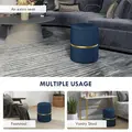 HOMCOM Velvet-Feel Storage Ottoman - Blue - 6