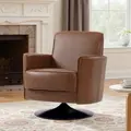 HOMCOM Upholstered Swivel Accent Chair with Thick Padding, Brown - 8