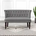 HOMCOM Velvet 2 Seater Sofa, Button Tufted Wingback Loveseat with Rubber Wood Legs for Living Room, Bedroom, Charcoal Grey - 9
