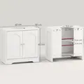 HOMCOM Under Sink Bathroom Cabinet with 2 Arch Doors - White - 3