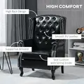 HOMCOM Wingback Accent Chair Tufted Chesterfield-style Armchair with Nail Head Trim for Living Room Bedroom Black - 4