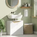 HOMCOM Under Sink Bathroom Cabinet, Bathroom Storage Cabinet with Soft-Close Doors, for Basin without Pedestal, White - 2