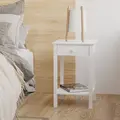 HOMCOM White Bedside Table, Wooden Side Table, Nightstand, Bedside Cabinet with Drawer and Storage Shelf for Bedroom and Living Room, Set of 2 - 6
