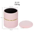 HOMCOM Velvet-Feel Storage Ottoman - Pink - 3