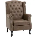 HOMCOM Wingback Accent Chair Tufted Chesterfield-style Armchair with Nail Head Trim for Living Room Bedroom Brown - 1
