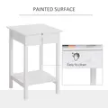HOMCOM White Bedside Table, Wooden Side Table, Nightstand, Bedside Cabinet with Drawer and Storage Shelf for Bedroom and Living Room, Set of 2 - 5