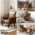 HOMCOM Upholstered Accent Chair with Rolled Arms and Wood Legs, Armchair for Living Room Bedroom, Brown - 6
