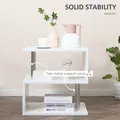 HOMCOM Wooden S Shape Cube Coffee Table 2 Tier Storage Shelves Organiser Office Bookcase Living Room End Desk Stand Display Set of 2 (White) - 6