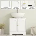 HOMCOM Under Sink Bathroom Cabinet with 2 Arch Doors - White - 7