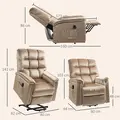 HOMCOM Velvet-Feel Electric Lift Recliner Chair - Brown - 3