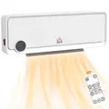 HOMCOM Wall Downflow Heater 2 Heat and Fan 1000W/2000W, Electric Space Heater with Timer Remote Oscillating, for Bedroom Home Office, White - 1