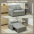 HOMCOM Velvet-Feel Two-Seater Sofa Bed - Light Grey - 4