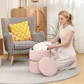 HOMCOM Velvet-Feel Storage Ottoman - Pink - 7