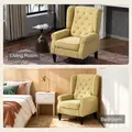 HOMCOM Wingback Accent Chair, Retro Upholstered Button Tufted Occasional Chair for Living Room and Bedroom, Yellow - 8