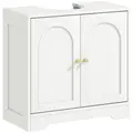 HOMCOM Under Sink Bathroom Cabinet with 2 Arch Doors - White - 1