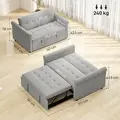 HOMCOM Two-Seater Velvet-Feel Sofa Bed - Grey - 3