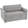 HOMCOM Two-Seater Velvet-Feel Sofa Bed - Grey - 1