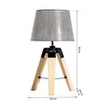 HOMCOM Wooden Tripod Table Lamp for Side, Desk or End Table with E27 Bulb Base（Grey Shade） - 3