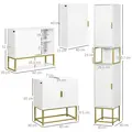 kleankin 4 Piece Bathroom Furniture Set, Freestanding Tall Bathroom Cabinet, Under Sink Storage Cabinet, 2 Wall Mounted Cabinets, White - 3