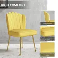 HOMCOM Velvet-Feel Shell Accent Chair - Yellow - 4