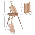 HOMCOM Wooden Art Easel Tripod Sketch Artist Painters Craft Portable Folding Drawing Board Lightweight - Natural Wood - 3