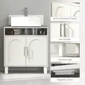 HOMCOM Under Sink Cabinet for Basin without Pedestal - Cream White - 7