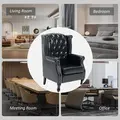 HOMCOM Wingback Accent Chair Tufted Chesterfield-style Armchair with Nail Head Trim for Living Room Bedroom Black - 8