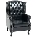 HOMCOM Wingback Accent Chair Tufted Chesterfield-style Armchair with Nail Head Trim for Living Room Bedroom Black - 1