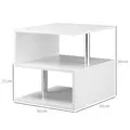 HOMCOM Wooden S Shape Cube Coffee Table 2 Tier Storage Shelves Organiser Office Bookcase Living Room End Desk Stand Display Set of 2 (White) - 3