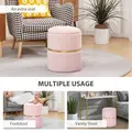 HOMCOM Velvet-Feel Storage Ottoman - Pink - 6