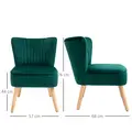 HOMCOM Velvet Accent Chair Occasional Tub Seat Padding Curved Back with Wood Frame Legs Home Furniture Set of 2 Green - 3
