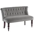 HOMCOM Velvet 2 Seater Sofa, Button Tufted Wingback Loveseat with Rubber Wood Legs for Living Room, Bedroom, Charcoal Grey - 1