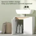HOMCOM Under Sink Bathroom Cabinet, Bathroom Storage Cabinet with Soft-Close Doors, for Basin without Pedestal, White - 5