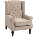 HOMCOM Wingback Accent Chair, Retro Upholstered Button Tufted Occasional Chair for Living Room and Bedroom, Beige - 1