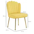 HOMCOM Velvet-Feel Shell Accent Chair - Yellow - 3