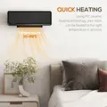 HOMCOM Wall Downflow Heater 2 Heat and Fan 1000W/2000W, Electric Space Heater with Timer Remote Oscillating, for Bedroom Home Office, Black - 6