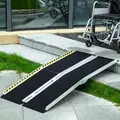 HOMCOM Wheelchair Ramp, 152L x 73Wcm, 272KG Capacity, Folding Aluminium Threshold Ramp with Non-Skid Surface, Transition Plates Above and Below for Home, Steps, Stairs, Curbs, Doorways - 2