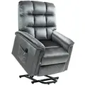 HOMCOM Velvet-Feel Electric Lift Recliner Chair - Dark Grey - 1