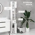 kleankin 180cm Slim Bathroom Cabinet with 9-layered Independent Storage for Family-friendly Storage  - White - 4