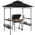 Outsunny 150 x 240cm BBQ Grill Gazebo, with Shelves - Grey - 1